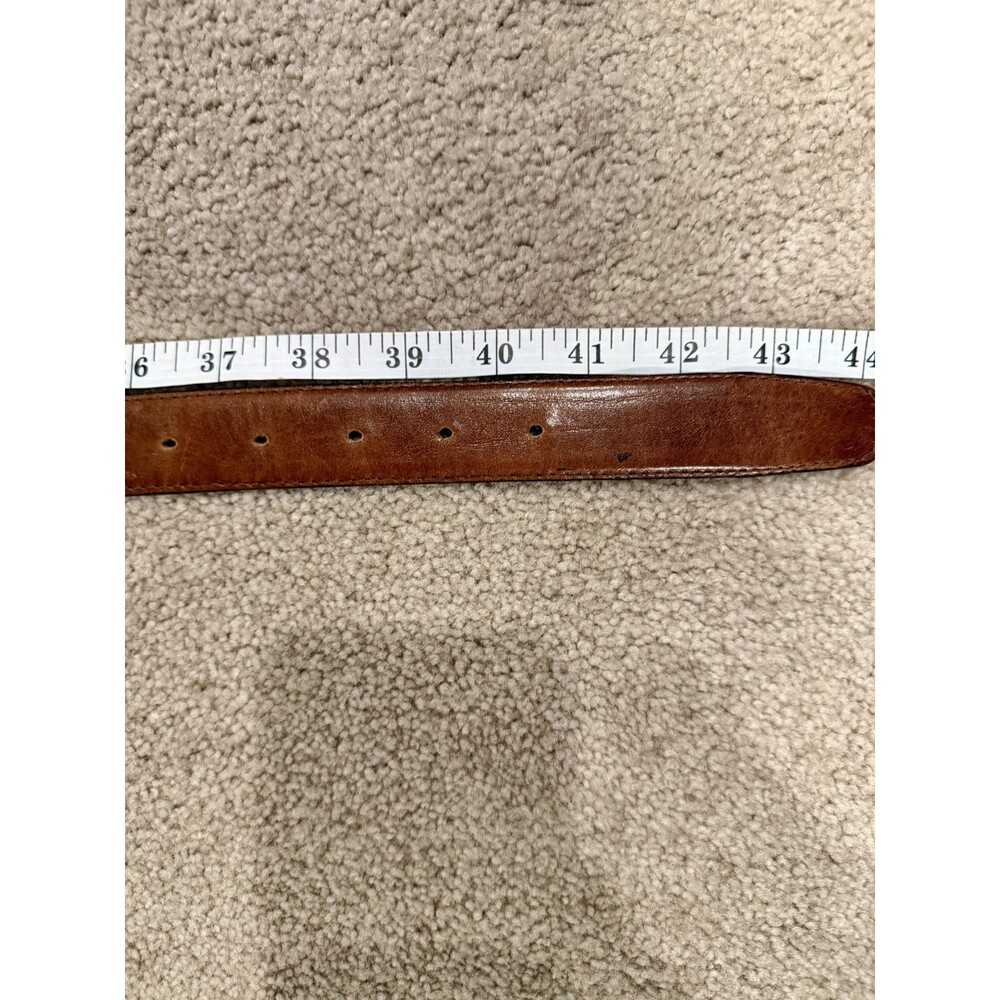 Vintage Louis Feraud Brown Leather Belt Gold Buckle France Size 40 41 - Picture 6 of 8